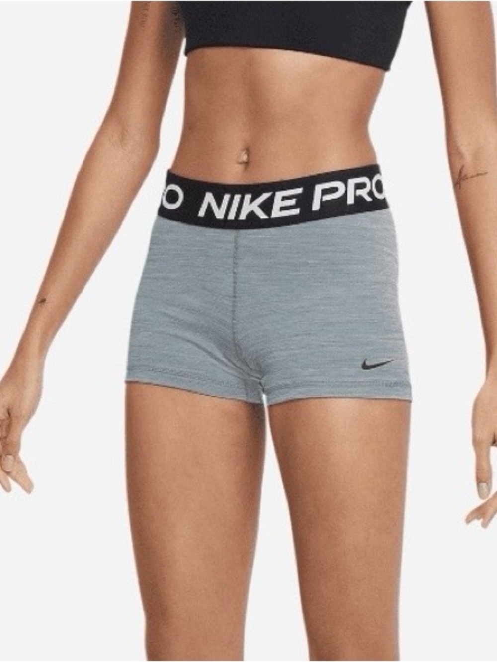 Nike Pro Dri-FIT 3in Compression Shorts Womens Medium Heather Gray Gymcore